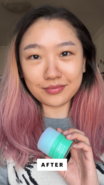 Han after applying the Briogeo Style  Treat Dry Shampoo Powder Puff