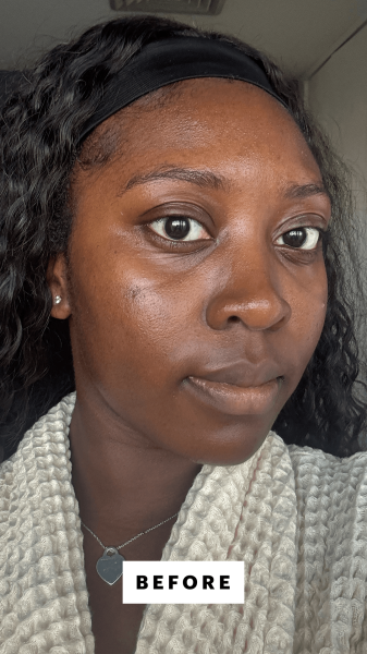 Allure associate beauty editor Annie BlayTettey before applying the Isdin Fusion Water Magic SPF 40