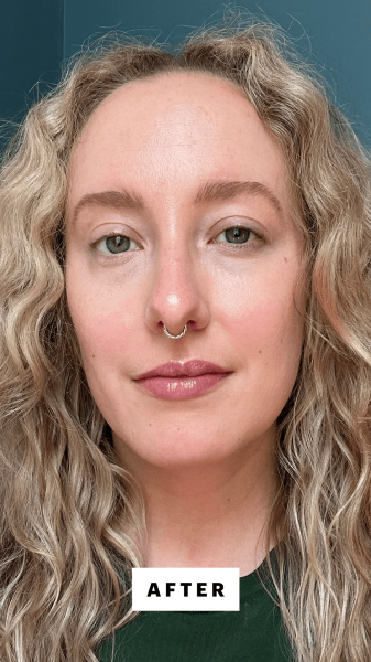 McGrath after applying the Tower 28 Swipe AllOver Hydrating Serum Concealer