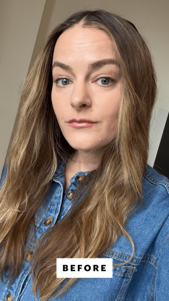 Panych before applying the Oribe Dry Texturizing Spray